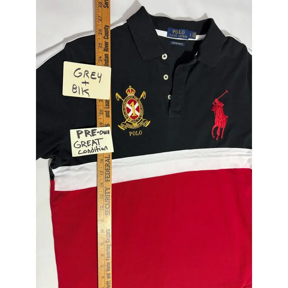 Polo Ralph Lauren Men's  Color-Block Shirt - Red, White & Black - Size Large